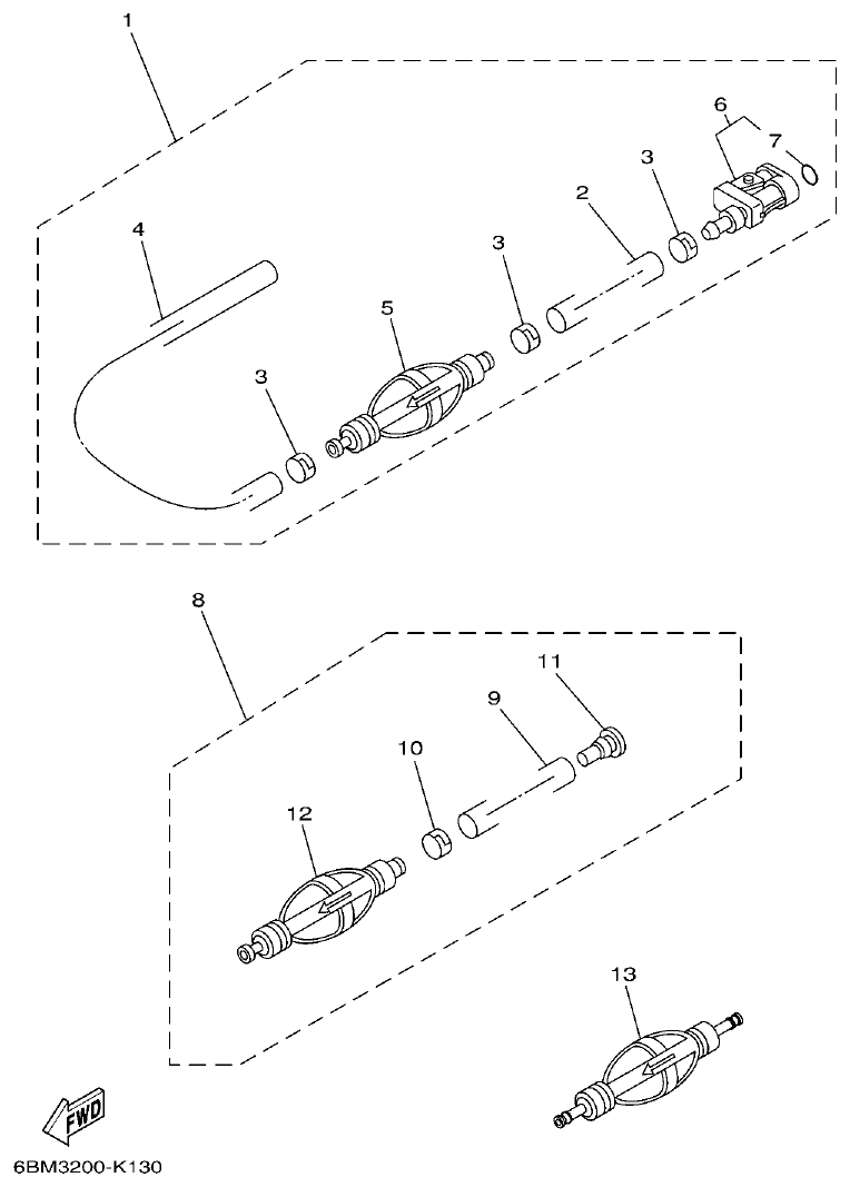 Yamaha F150BET, FL150BET FUEL 2 parts diagram